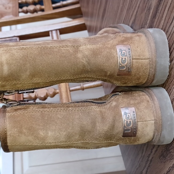 UGG Womens Knightsbridge Tan Back Zip Suede/leather Boots Size 6 - Picture 4 of 8